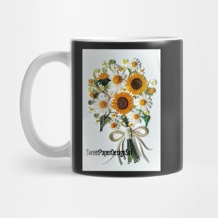 Printed Paper quilling Art. Sunflower bouquet art.handmade Mug